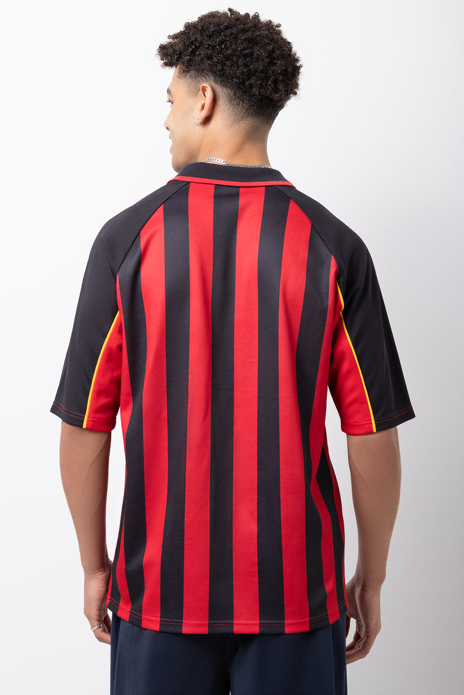 Red Black Striped Soccer T-Shirt (2)