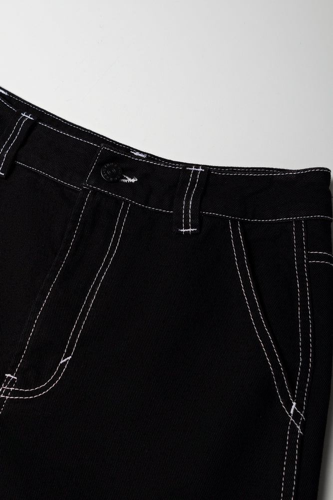 Black Contrast Stitch Shorts (1)