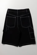 Black Contrast Stitch Shorts (2)