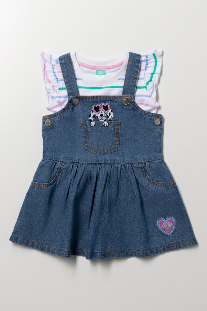 Denim Pinafore Dress Set
