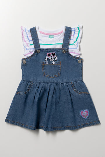 Denim Pinafore Dress Set