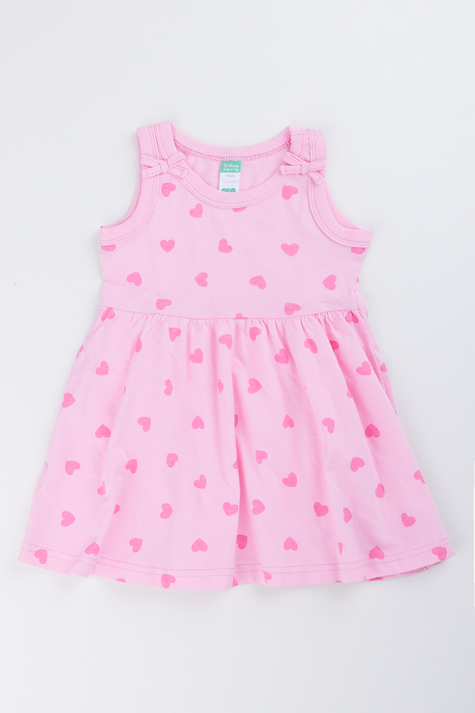 Pink Heart Print Baby Dress