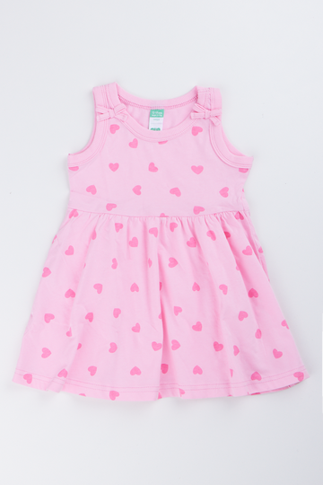 Pink Heart Print Baby Dress