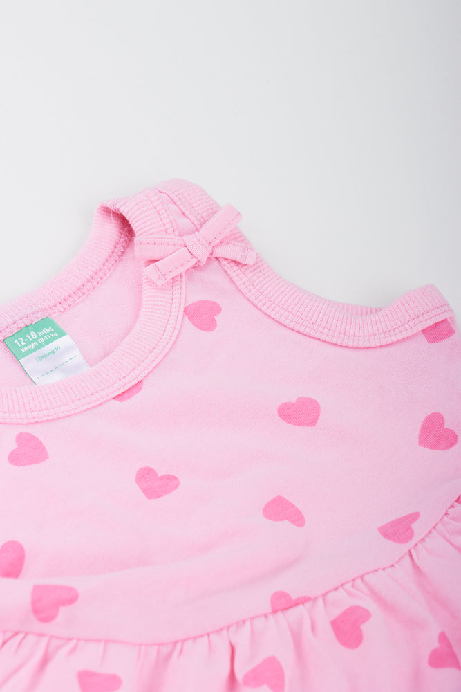 Pink Heart Print Baby Dress (1)
