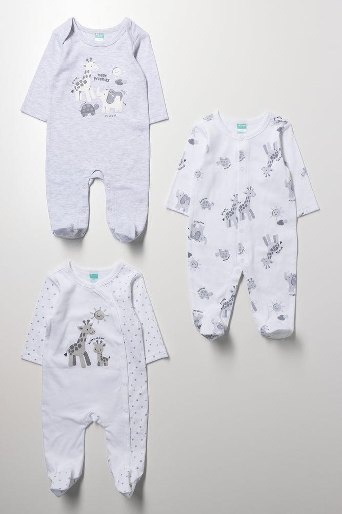 3 Pack Safari Print Sleepsuits