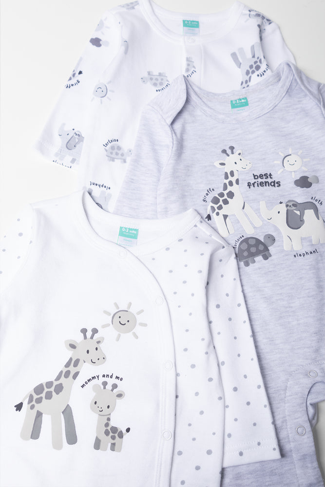 3 Pack Safari Print Sleepsuits (1)