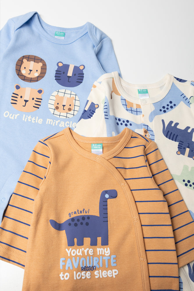 3 Pack Animal Print Sleepsuits (1)