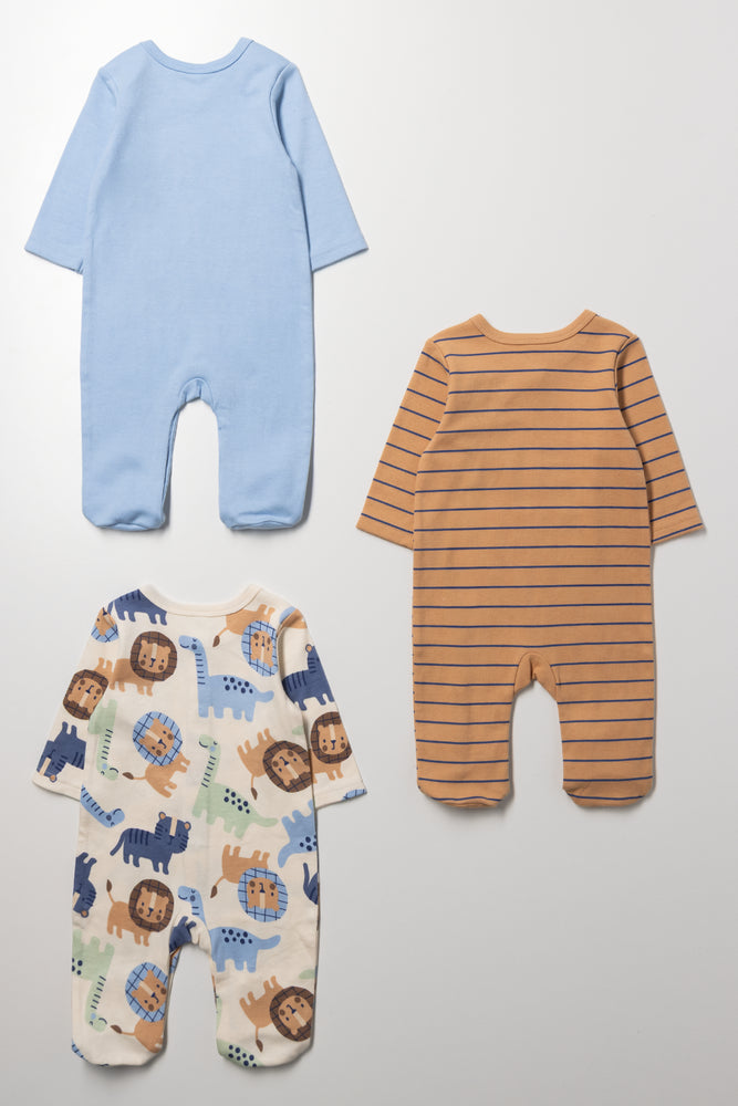 3 Pack Animal Print Sleepsuits (2)