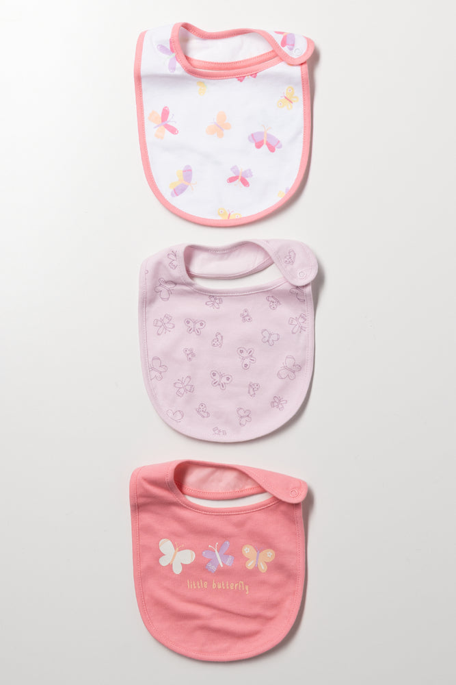 3 Pack Butterfly Print Bibs