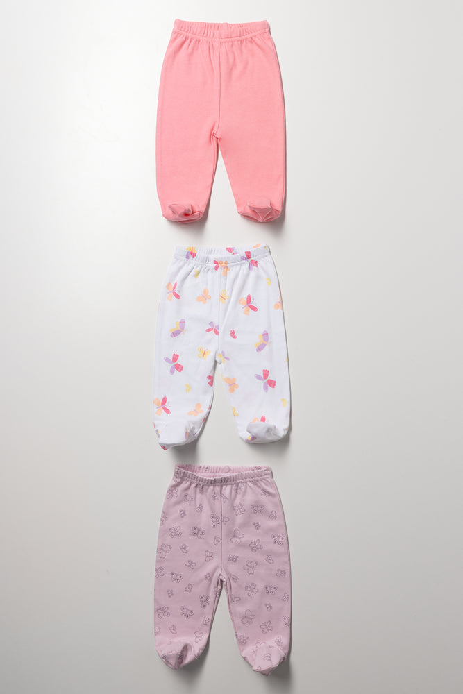 3 Pack Leggings Pink & White