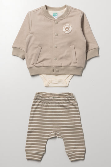 3 Piece Bomber Set Brown