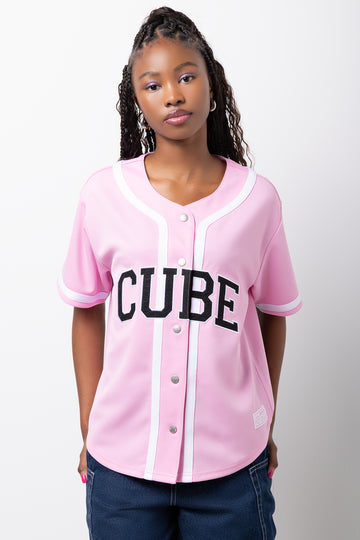 Pink Button Up Baseball Shirt