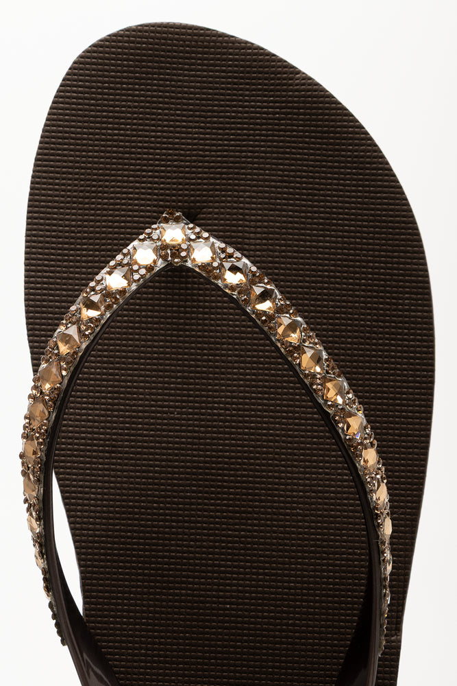 Diamante Flip Flops Brown (4)