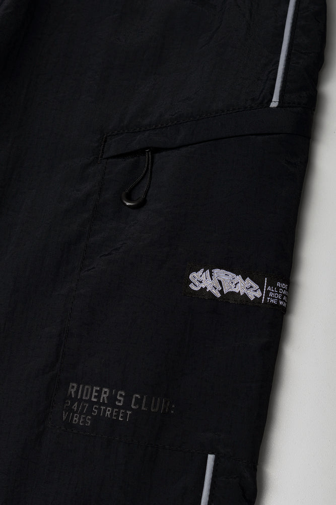 Black Sporty Cargo Pocket Pants (1)