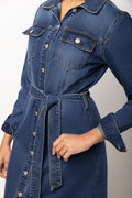 Long Sleeve Denim Shirtdress Mid Wash (3)