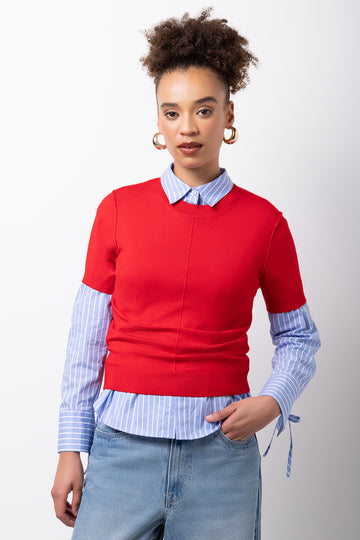 Ballerina Sleeve Crewneck Knitwear Red