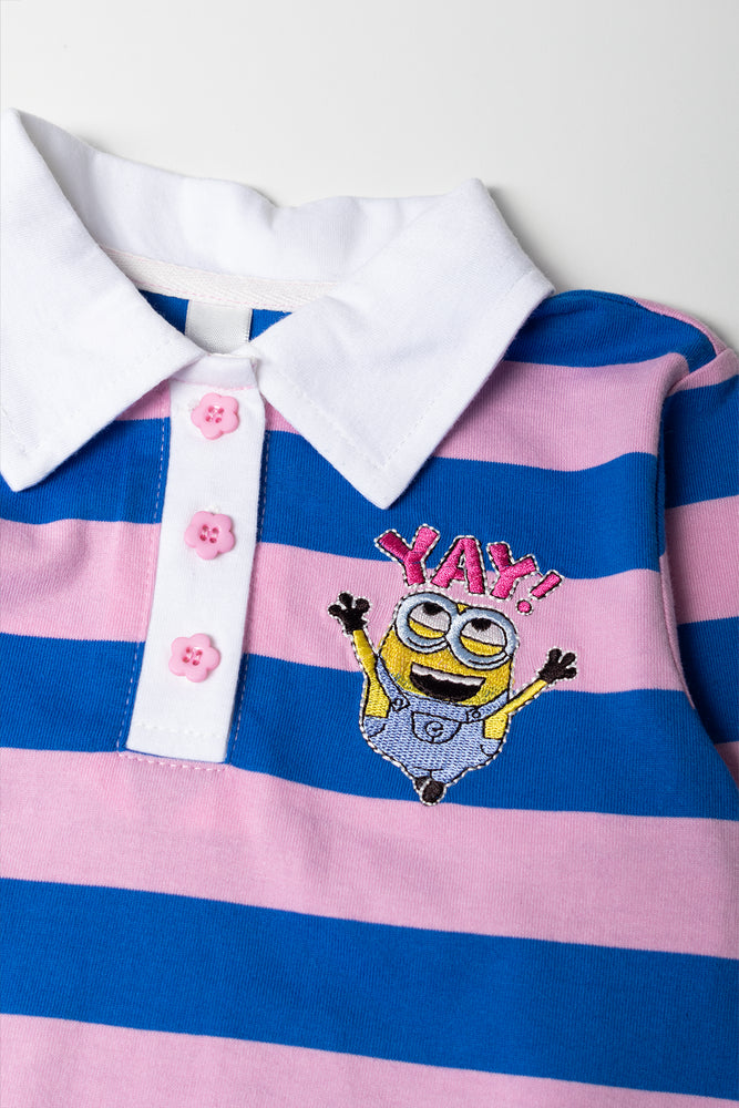 Minions Striped Long Sleeve Golfer (1)