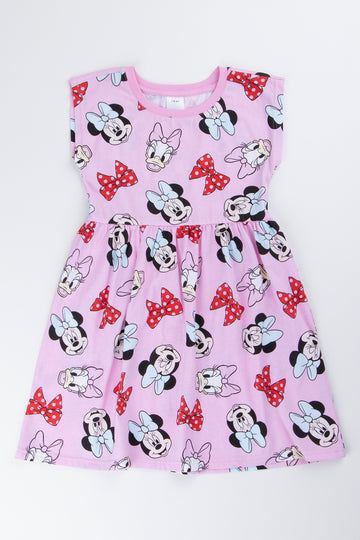 Pink Minnie Mouse Print Dress