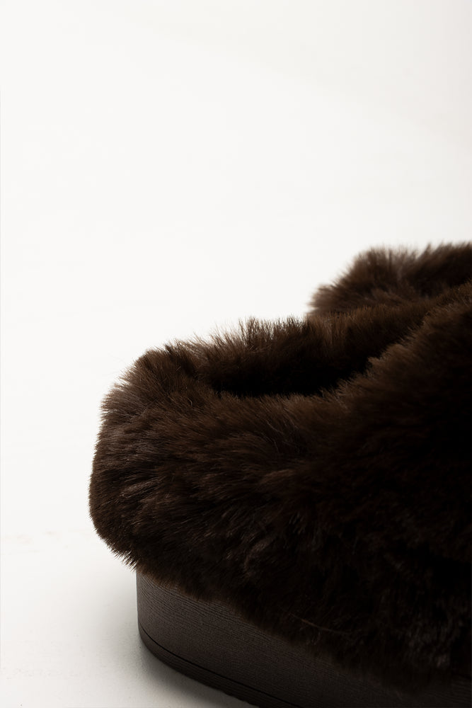 Fur Platform Slippers Brown (3)