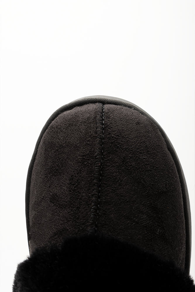 Fur Platform Slippers Black (4)