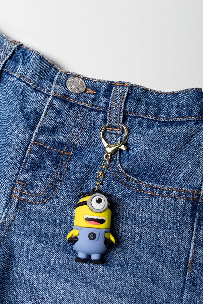 Blue Minions Embroidered Denim Shorts (1)