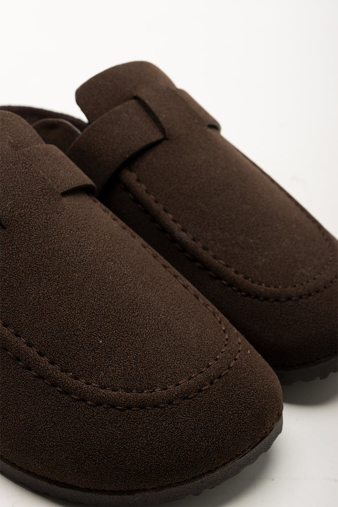 Stitch Detail Clogs Brown (2)