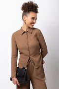 Mocha Texture Collared Lounge Set