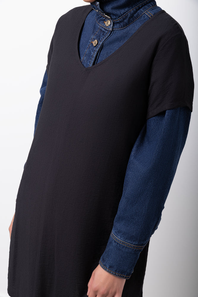 Black Versatile Mini Shift Dress (3)