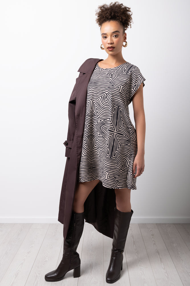Geometric Print Dress Brown