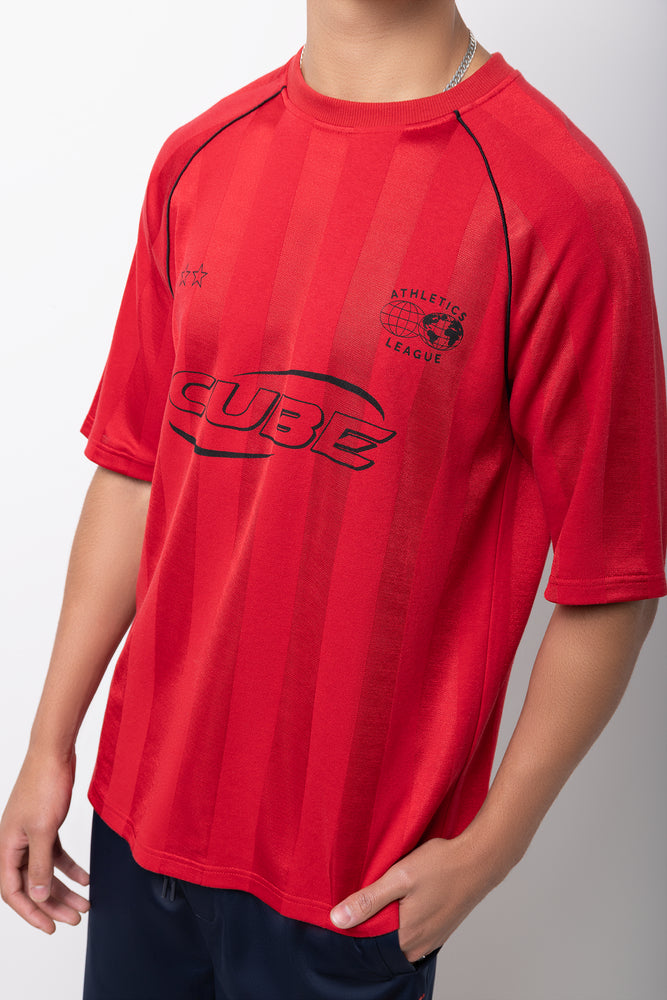 Red Graphic Print Athletics T-Shirt (3)