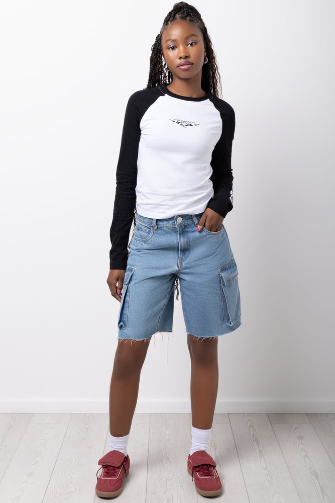 Light Blue Utility Denim Shorts