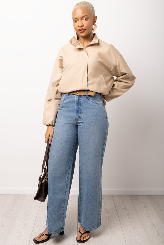Wide Leg Jeans with Belt Mid Wash