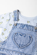 Heart Denim Pinafore Set Blue (1)