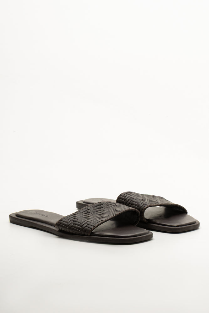 Weave Mule Sandals Brown
