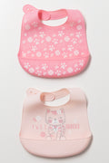 2 Pack Silicone Bibs Pink