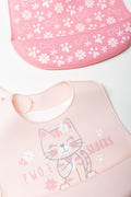 2 Pack Silicone Bibs Pink (1)