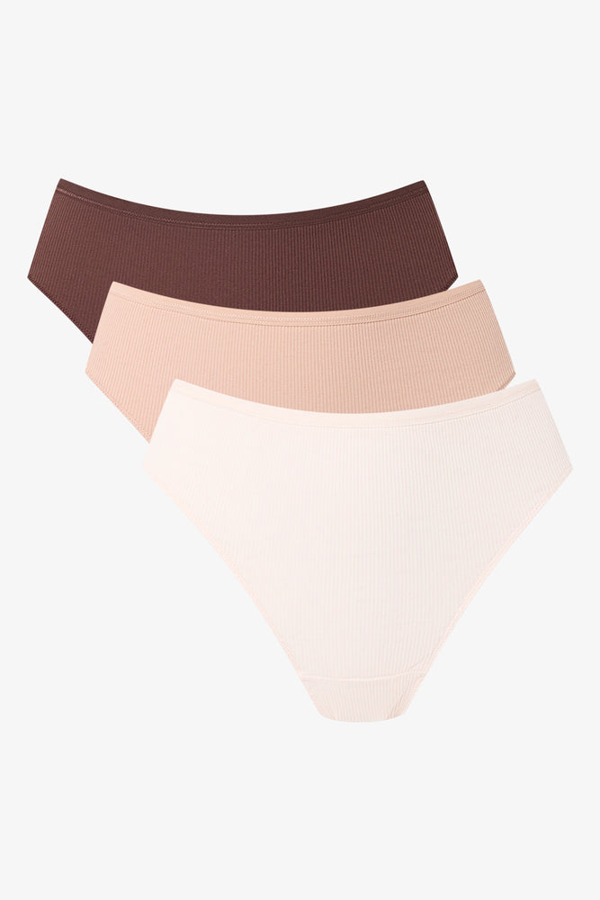 3 Pack Rib Brazilian Panties Natural (1)