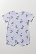 Grey Bear Print Baby Romper (2)