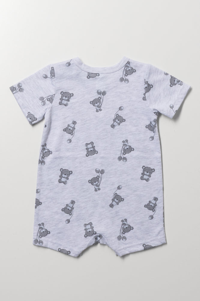 Grey Bear Print Baby Romper (2)
