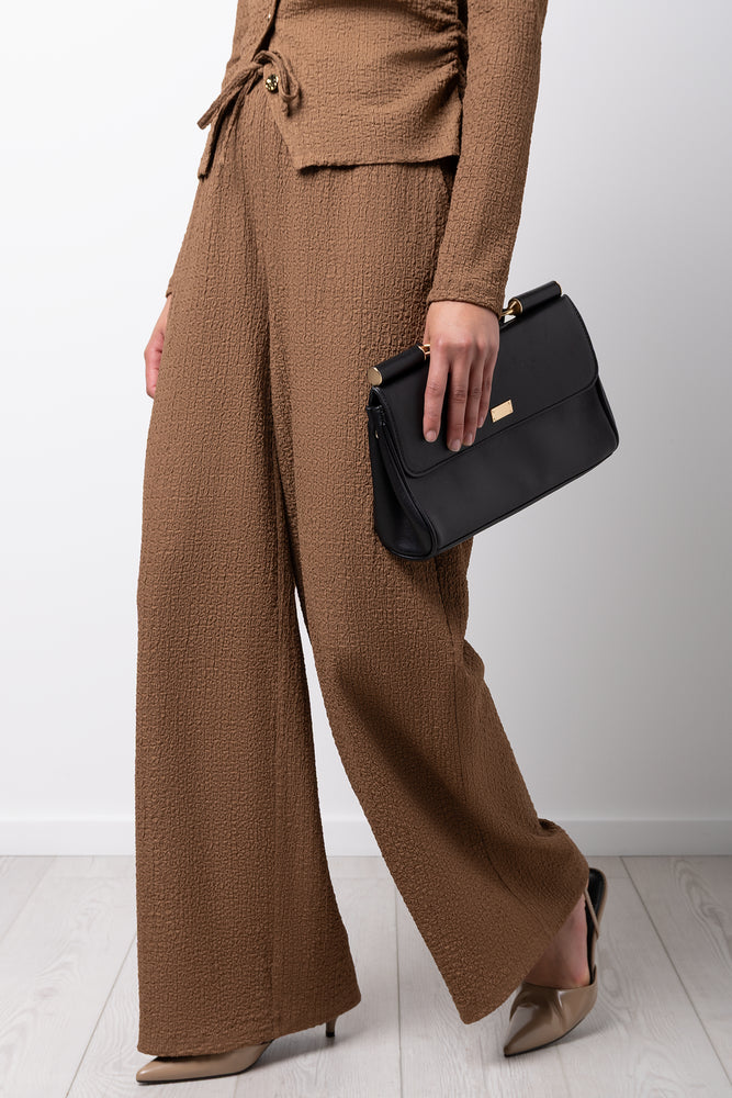 Brown Textured Pant Set (1)