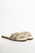 Snaffle Trim Mule Sandals White