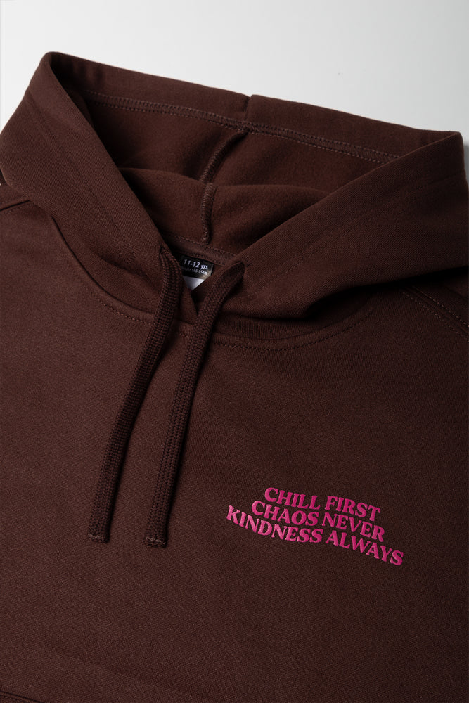 Chill Slogan Hoodie Chocolate (1)