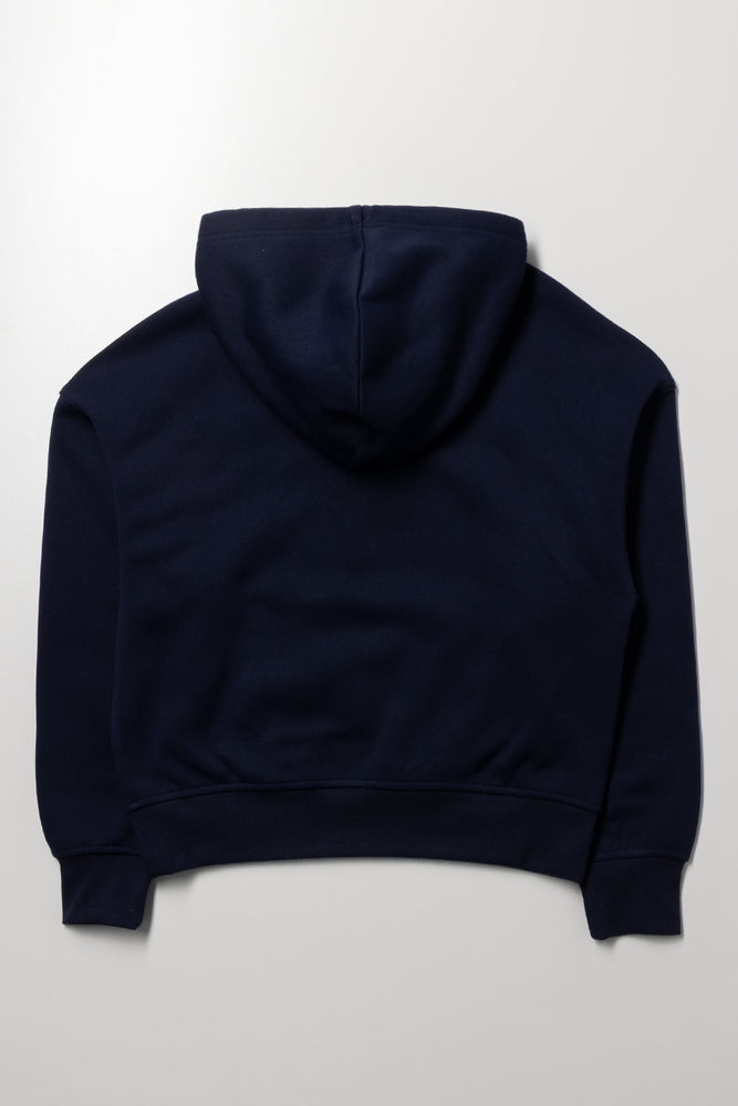 Bonjour Slogan Hoodie Navy (2)