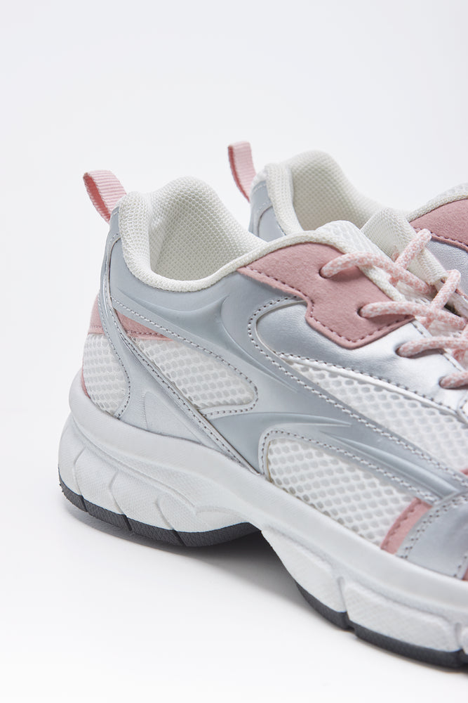 Silver Grey Sporty Mesh Trainers (2)
