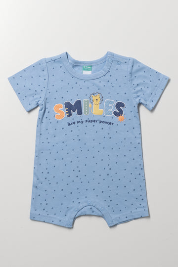 Blue Smiles Graphic Romper