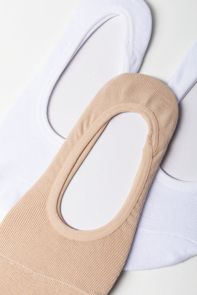3 Pack Footliner Socks White & Nude (1)