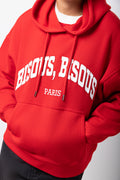 Red Bisous Paris Graphic Hoodie (3)