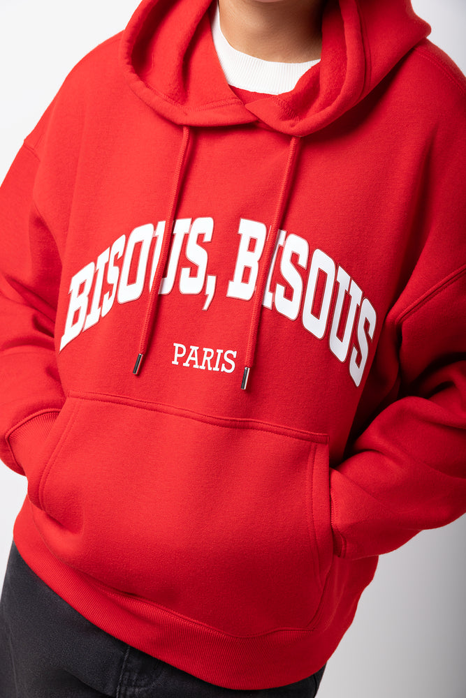 Red Bisous Paris Graphic Hoodie (3)
