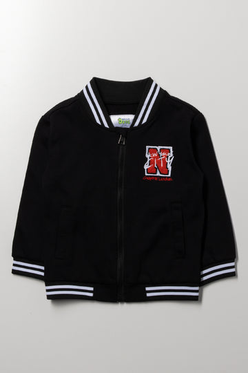 Fleece Baseball Jacket Black