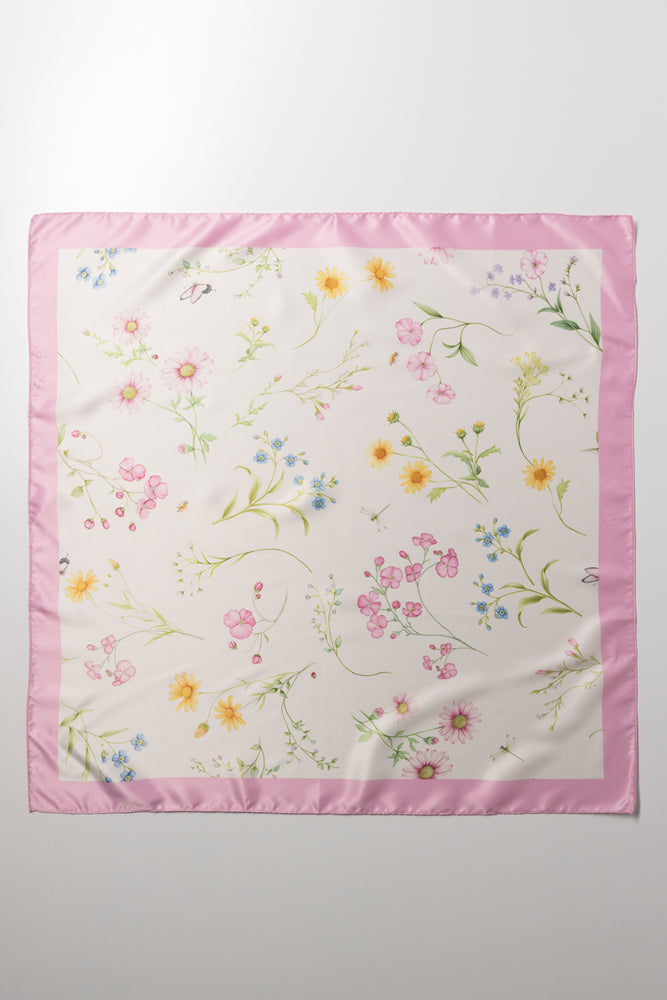 Floral Print Satin Neck Scarf